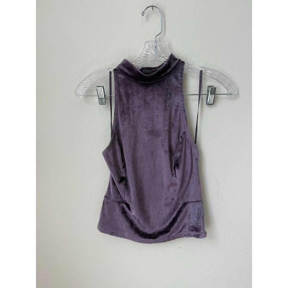 Intimately Free People Purple Velvet Mock Neck Tank Size Small